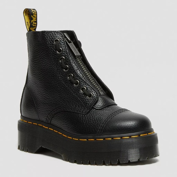 Dr. Martens Shoes - Dr. Marten‘s Sinclair Black Platform Boots Leather Zipper
